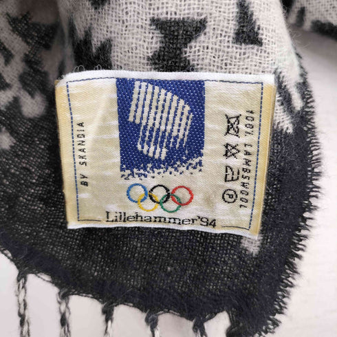 Olympi c Lillehammer 94 総柄デザイン ウールニット マフラー メンズ