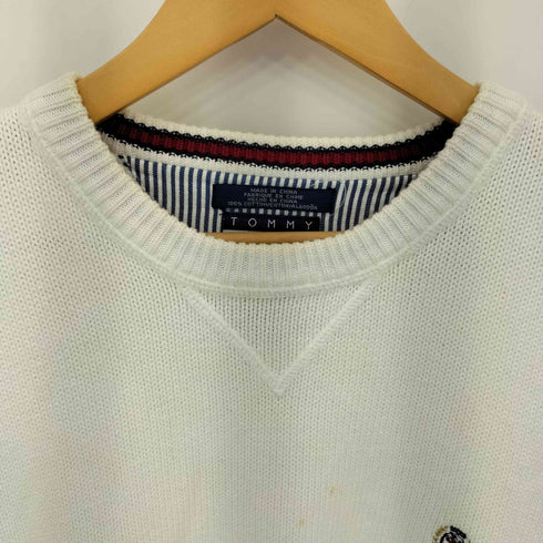 トミーヒルフィガー TOMMY HILFIGER ロゴ刺繍 クルーネック コットン ニット メンズ import:L