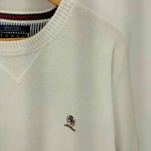 トミーヒルフィガー TOMMY HILFIGER ロゴ刺繍 クルーネック コットン ニット メンズ import:L