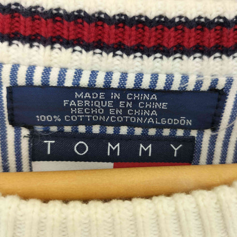 トミーヒルフィガー TOMMY HILFIGER ロゴ刺繍 クルーネック コットン ニット メンズ import:L