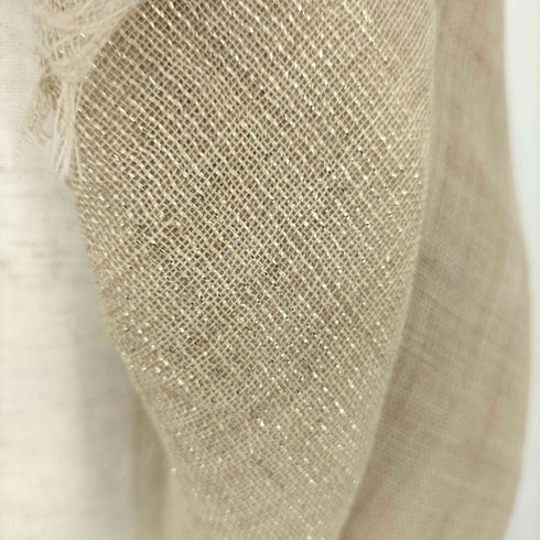 イタリア製 ラメデザイン ウールニット スカーフ マフラー レディース