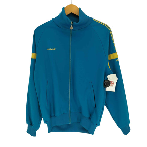 アディダス adidas 70-80S デサント 西ドイツ製 金刺繍 TECHNO テクノ トレフォイルロゴボタン 刺繍 サイドライン トラックジャケット ユニセックス メンズ  身長170 胸囲94