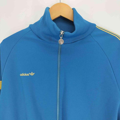 アディダス adidas 70-80S デサント 西ドイツ製 金刺繍 TECHNO テクノ トレフォイルロゴボタン 刺繍 サイドライン トラックジャケット ユニセックス メンズ  身長170 胸囲94