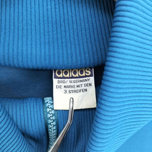 アディダス adidas 70-80S デサント 西ドイツ製 金刺繍 TECHNO テクノ トレフォイルロゴボタン 刺繍 サイドライン トラックジャケット ユニセックス メンズ  身長170 胸囲94