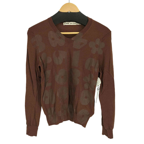 コムデギャルソン COMME des GARCONS AD2001 フロントプリント Vネック ニット レディース