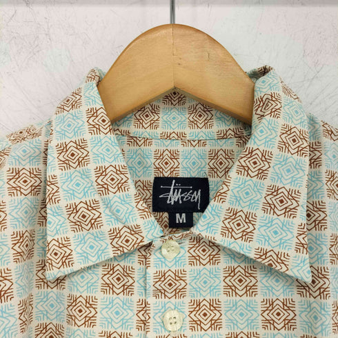ステューシー Stussy 紺タグ USA製 総柄シャツ ボックス メンズ JPN:M