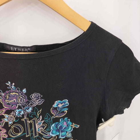 ETHER Foll Winter Season プリント ピチT Y2K レディース