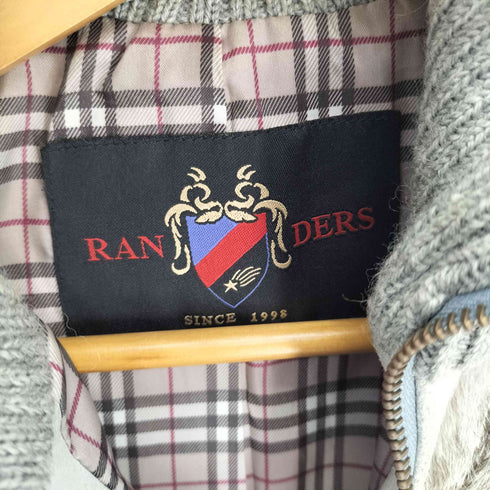 RAN DERS ラビットファー レザー 裏地チェック ニット スタンドネック ジップアップ ジャケット Y2K レディース JPN:9号