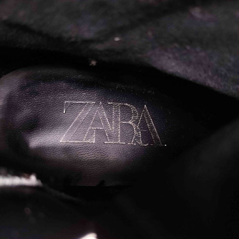 ザラ ZARA プレート付き サイドジップ スエードショートブーツ レディース JPN:24