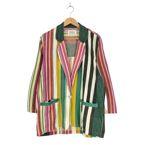 Angelique  70-80s マルチカラーボーダーテーラードジャケット メンズ import:M