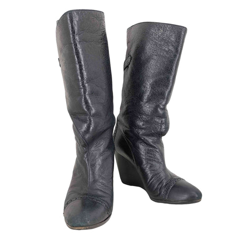 バレンシアガ BALENCIAGA vibram ウェッジソール レザーブーツ レディース ONE SIZE