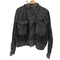 ザラ ZARA コントラストフード付きデニムジャケット 短丈 裾ドローコード メンズ import:M
