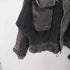 ザラ ZARA コントラストフード付きデニムジャケット 短丈 裾ドローコード メンズ import:M