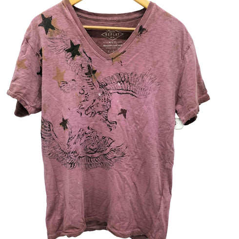 リプレイ REPLAY Y2K Vネックカットソー ラメ メンズ import:XL