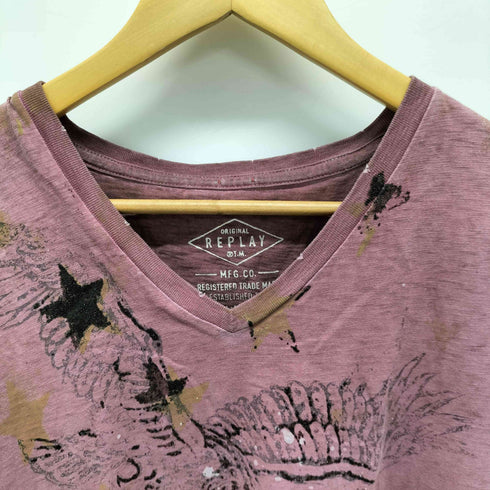 リプレイ REPLAY Y2K Vネックカットソー ラメ メンズ import:XL