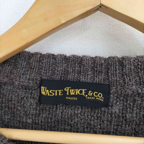 ウエストトゥワイス WASTE TWICE ウール100% エルボーパッチ ニット メンズ