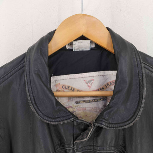 ゲス GUESS 80-90S USA製 レザー切替 デニムブルゾン メンズ import:M