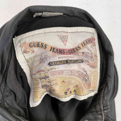 ゲス GUESS 80-90S USA製 レザー切替 デニムブルゾン メンズ import:M