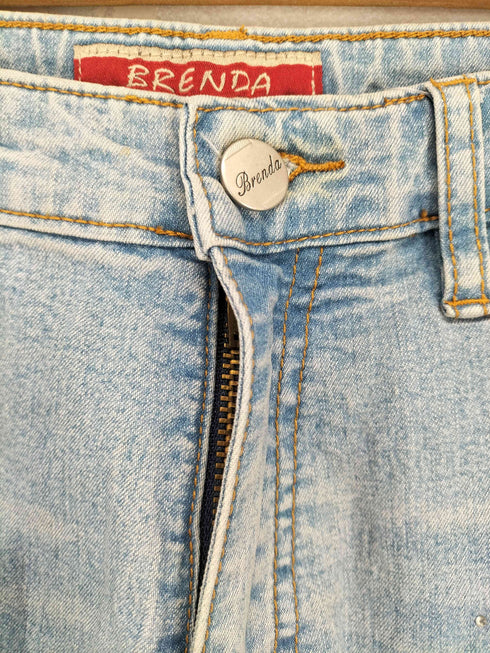 ビジュー装飾&刺繍フレアデニムパンツ Y2K レディース