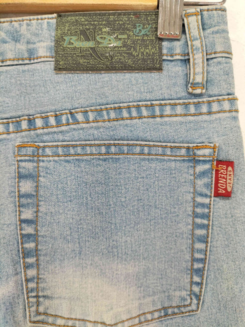 ビジュー装飾&刺繍フレアデニムパンツ Y2K レディース
