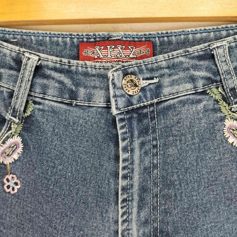 フラワー刺繍フレアデニムパンツ Y2K レディース 30