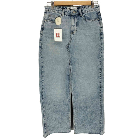 ザラ ZARA フロントスリットデニムマキシスカート レディース S