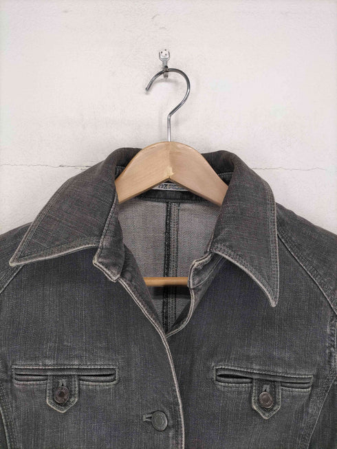 ニジュウサンク 23区 開襟ブラックデニムジャケット レディース 38