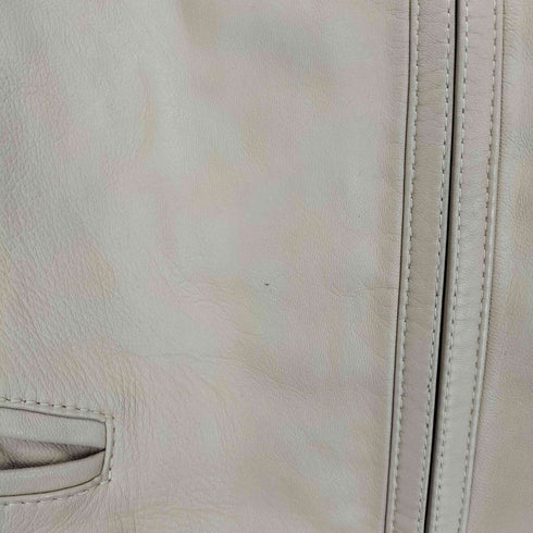 マリクレール marie claire ラムレザー ダブルジップノーカラージャケット レディース