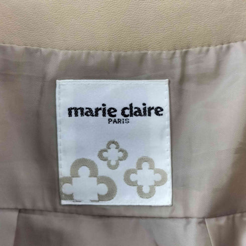 マリクレール marie claire ラムレザー ダブルジップノーカラージャケット レディース