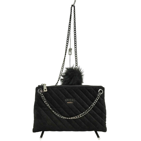 ゲス GUESS ベロア キルティング ファー チェーン ショルダー バッグ Y2K レディース