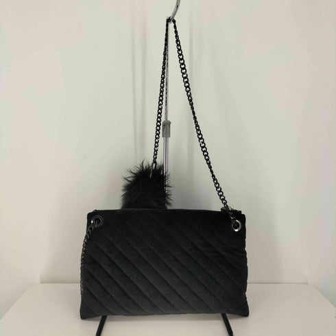 ゲス GUESS ベロア キルティング ファー チェーン ショルダー バッグ Y2K レディース