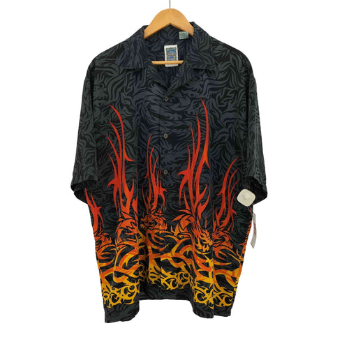 OCEAN CURRENT 90-00s ドラゴン ファイヤー プリント オープンカラー アロハシャツ メンズ JPN:XL