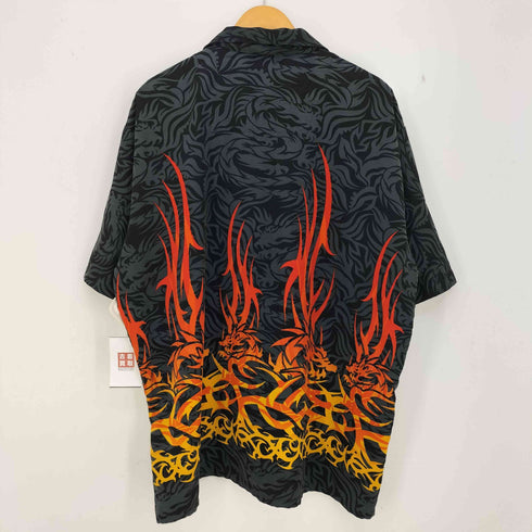 OCEAN CURRENT 90-00s ドラゴン ファイヤー プリント オープンカラー アロハシャツ メンズ JPN:XL