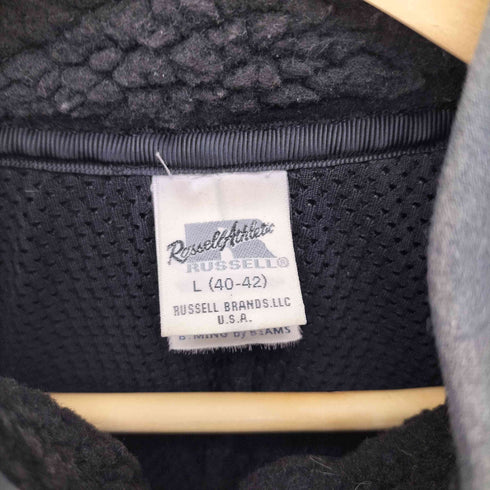 ラッセルアスレチック RUSSELL ATHLETIC 別注 ロゴパッチ 裏地メッシュ スタンドネック フルジップ フリース ボアジャケット メンズ  L