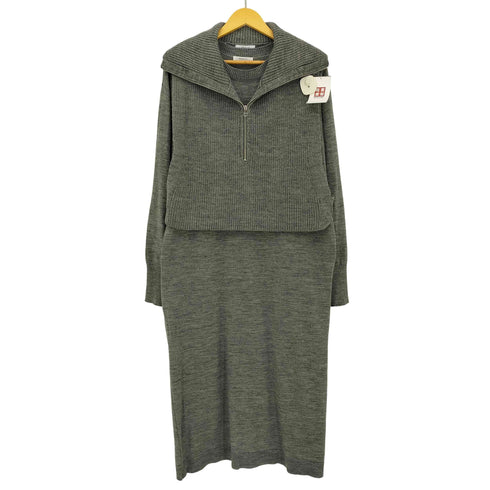 オペークドットクリップ OPAQUE.CLIP ツインセット ハーフZIPベスト×ニットワンピース レディース JPN:L