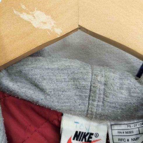 ナイキ NIKE 90S 銀タグ ナイロン バイカラー ロゴ刺繍 フーデッドジャケット 裏地キルティング メンズ