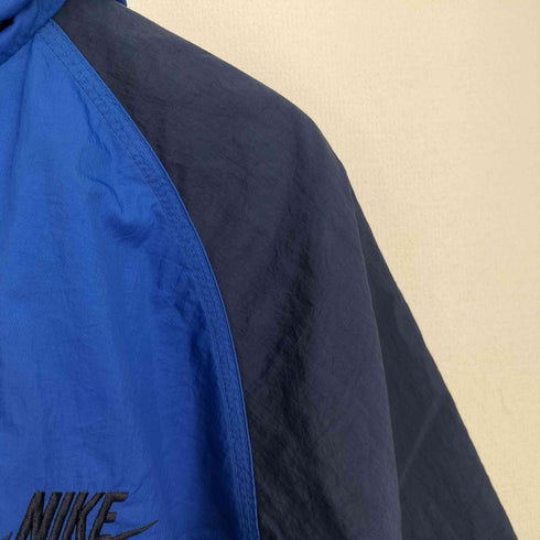 ナイキ NIKE 90S 銀タグ ナイロン バイカラー ロゴ刺繍 フーデッドジャケット 裏地キルティング メンズ