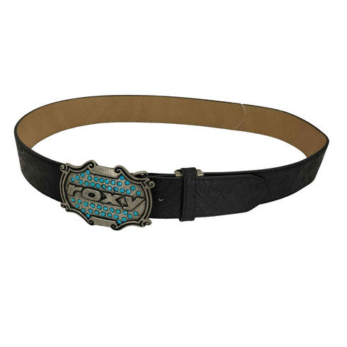 ロキシー ROXY ロゴバックル型押しレザーベルト レディース