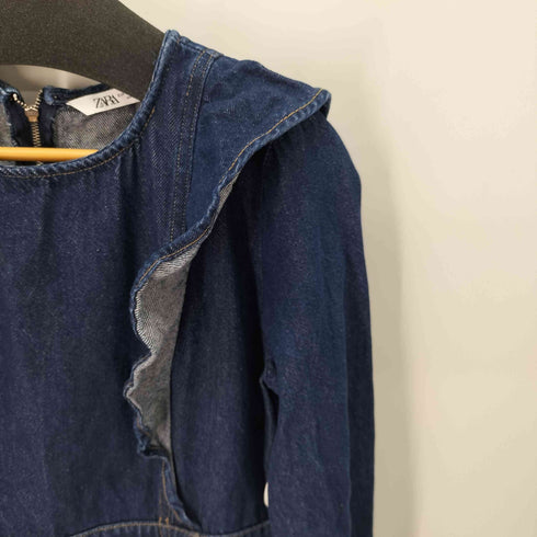 ザラ ZARA デニムフリルワンピース レディース import:M