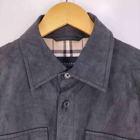 バーバリーロンドン BURBERRY LONDON 裏地ノバチェック アマレッタ フェイクレザーシャツジャケット メンズ import:M