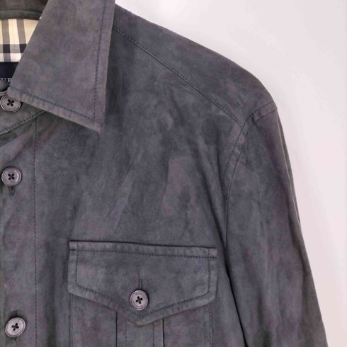 バーバリーロンドン BURBERRY LONDON 裏地ノバチェック アマレッタ フェイクレザーシャツジャケット メンズ import:M