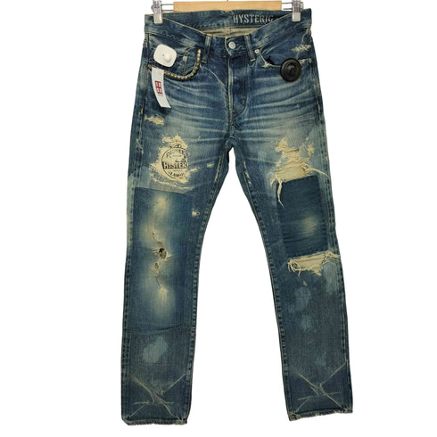 ヒステリックグラマー HYSTERIC GLAMOUR y2k ロゴプリント スタッズ ダメージデニム メンズ US:28-29
