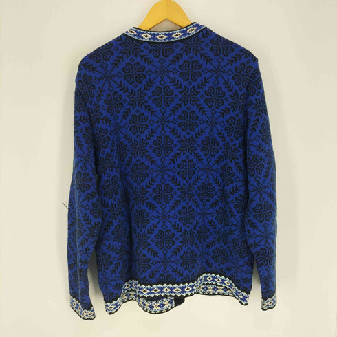 エルエルビーン L.L.Bean 総柄 雪 メタルボタン ノルディック ニットカーディガン チロリアン レディース