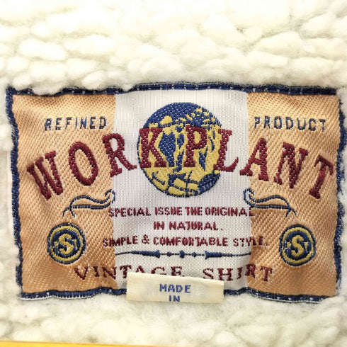 WORKPLANT くるみボタン 裏ボア フランネル シャツジャケット ボックスシルエット メンズ import:M
