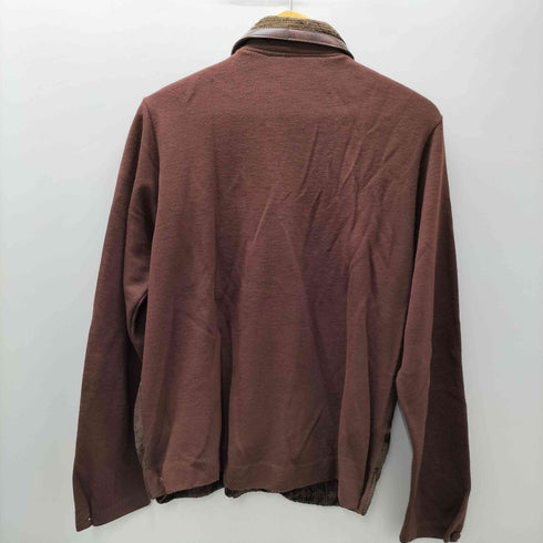 キャンパス CAMPUS 70S FABRIANO by CAMPUS USA製 三角タグ パイル ニット レザー コンビ 異素材切替 L/S シャツ メンズ import:M