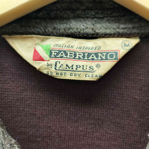 キャンパス CAMPUS 70S FABRIANO by CAMPUS USA製 三角タグ パイル ニット レザー コンビ 異素材切替 L/S シャツ メンズ import:M