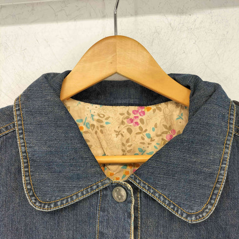 バック刺繍 デニムベスト レディース
