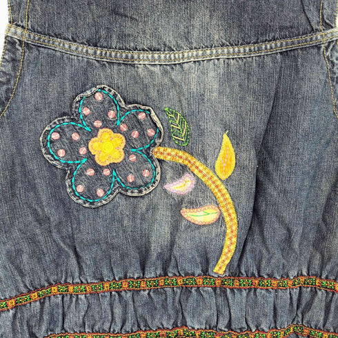 バック刺繍 デニムベスト レディース