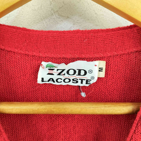 アイゾッドラコステ IZOD LACOSTE 70-80S 糸巻きタグ ロゴワッペン アクリルカーディガン メンズ import:M
