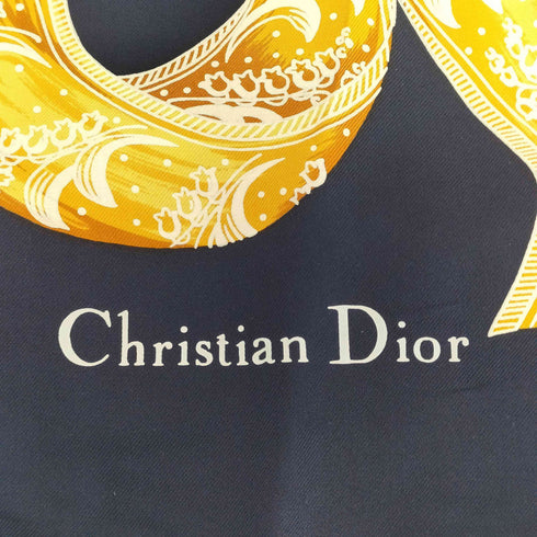 クリスチャンディオール Christian Dior フラワープリントシルクスカーフ 大判 レディース